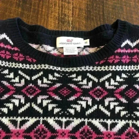 Vineyard Vines | Blue & Cream Striped Fair Isle Sweater - Picture 3 of 4